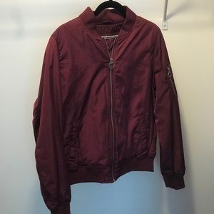 dark red bomber jacket